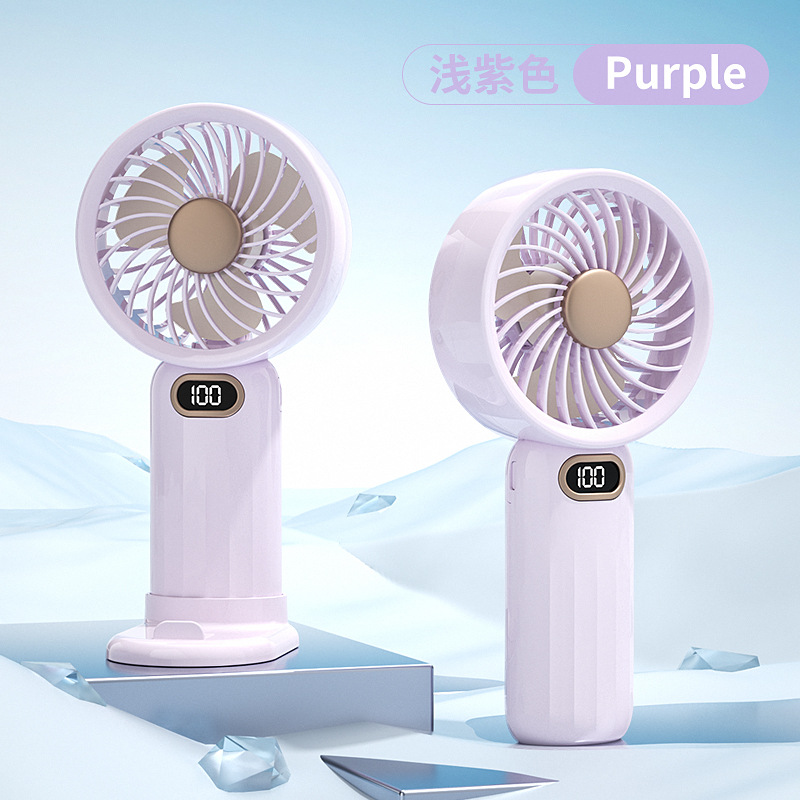 Speed ​​Handheld Portable Fan Double Battery Operated Cooling Fan Adjustable Small Desk Fan with Digital Display-000883